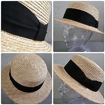 Amazon | カンカン帽 麦わら ストローハット 幅広リボン 天然